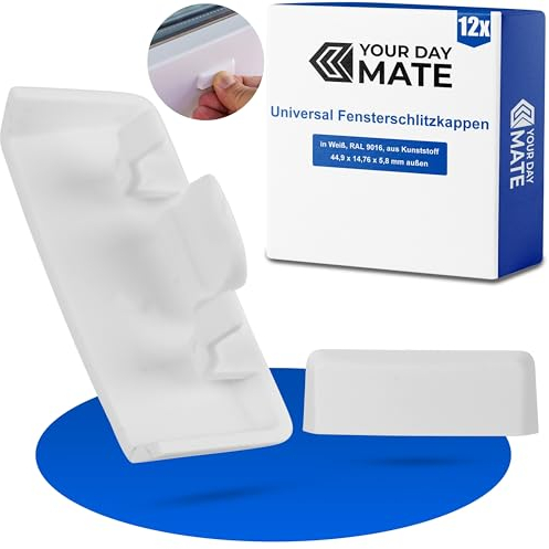 Capuchons pour fentes de fenêtres, 12 pcs, Blanc RAL 9016, Couverture pour fraisages de fentes de 24 à 35 mm de longueur, Capuchons Drainage de fenêtres