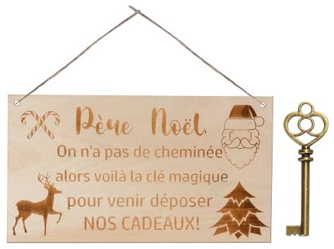Cartel de Feliz Navidad+Llave mágica de Papá Noel,Decoración de la Navidad, Corona de Navidad,Regalo original para la Navidad