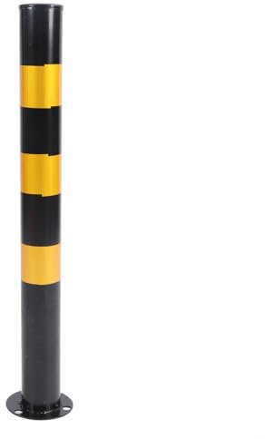Safety Bollard, 30inch Height Steel Bollard Post with Reflective Film, Rounded Edges Yellow Pipe Bolt Down Parking Barrier for Hazard Warning, Traffic Control, Parking Space