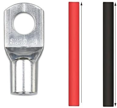 Copper Terminal, 10Pcs S50-8/10/12 Tinned Copper Cable Lugs Heavy Duty Wire Ends Battery Ring Crimp Terminals Connectors with Heat Shrink Tubing (Color : SC50-8 10PCS) (Color : Sc50 10 10pcs)