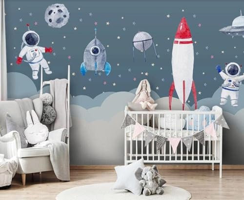 Pinturas De Papel Tapiz Personalizadas Pintura De Pared Grande Dibujos Animados Espacio Planeta Papel Tapiz Para Ni Pared Pintado Papel Tapiz 3D Decoración Dormitorio Fotomural Sala Mural-430cm×300cm