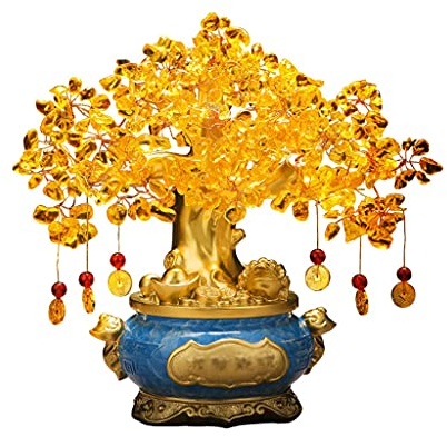 LeGDOr Kristall-Edelsteinbaum, Citrin-Glücksbaum, Geldbaum, Heimbüro-Dekoration, Feng Shui-Glücksbaum, Kristall-Glücksbaum, Geschenkbaum, 9,84/13,77 Zoll Feng Shui Bonsai (Größe: A)