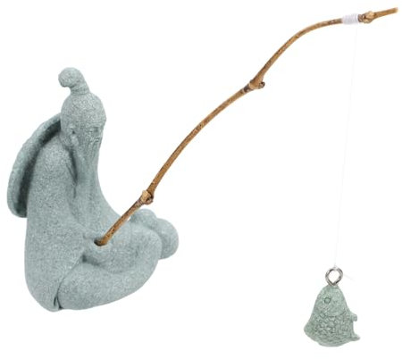 Warmhm Mini-fischerfigur Dekorative Ornamente Sitzende Fischer Statue Für Aquarium Bonsai Garten Verschönerung Realistische Details Langlebige Verarbeitung Aus Stabilen Materialien