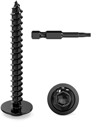Dayalo 50 Stück Blechschrauben 3,9 x 32 mm, Flachkopf mit Scheibe Holzschrauben Torx, Edelstahl A2 V2A, Schwarzes Oxid, mit Schraubendreher Bit