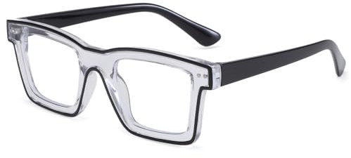 LJCZKA Occhiali Luce Blu Quadrati per Donna Uomo Occhiali per Computer Quadrati Affaticamento Occhiali Festa Moda per Gioco Lettura