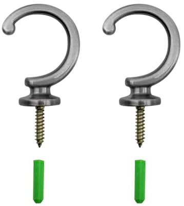 AMONENZ 2 Pezzi Gancio per Tende, Nero Gancio per Porta Tenda Vintage, Lega di Zinco Ganci per Soffitto a Vite, con Tubo di Espansione, per Tende da Bagno, Vestiti, Cappelli