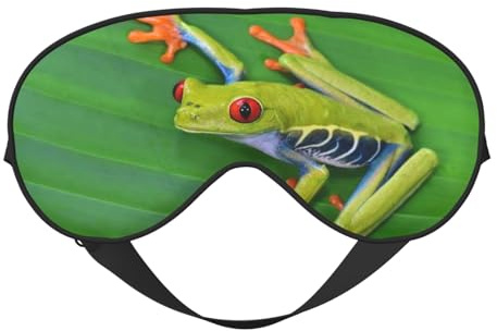 Schlafmaske Frosch Grüne Blätter Weiche Einstellbare Augenmaske Schlafmaske für Ruhe Reisen