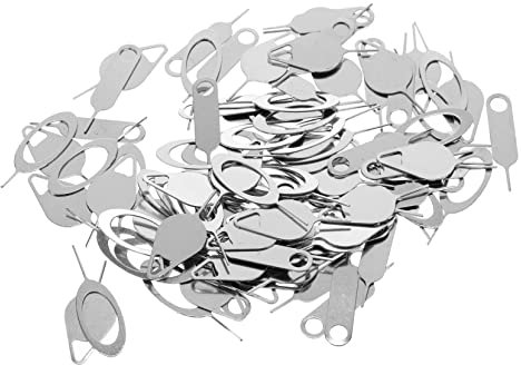 DOITOOL 100piezas Pin De Extracción De Tarjeta para Sim Plateado Extractores De Sim Compactos Orificios De Expulsión Prácticos para Móviles y Tabletas