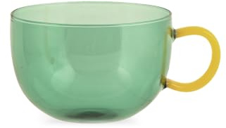 H&H Set 4 Tazze in Vetro Borosilicato Plump – 380 ml – Colori Assortiti – Resistenti al Calore – Lavabili in Lavastoviglie – Design Moderno per Caffè, Tè, Cappuccino