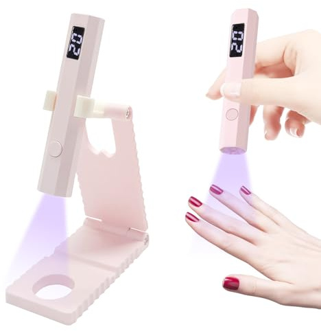 BOBOPACK Lámpara UV/LED para Uñas Portátil, Mini Lámpara de Uñas Inalámbrica con Soporte, Pantalla Digital y Dos Posiciones de Temporizador, Con cable de carga, Ideal para Esmaltado Semipermanente