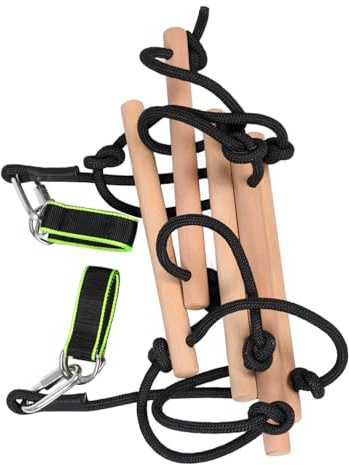 BESPORTBLE Wooden Climbing Frame Rope Ladder for Outdoor Playset for Bunk Beds and Playgrounds Easy Assembly Rope Ladder Enhancing Balance Agility and Motor Skills Development