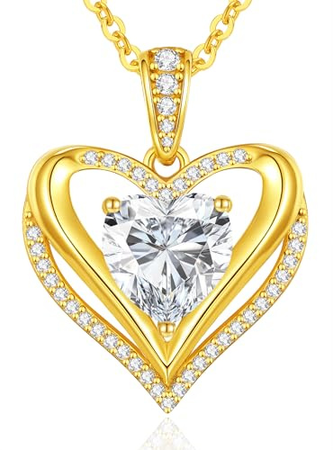 CDE Moissanite Anhänger Kette Damen Silber 925, Halskette für Damen Doppel Herz VVS1 D Farbe, Weihnachten Valentinstag Muttertags Geburtstag Schmuck Geschenke für Frauen Freundin Mama
