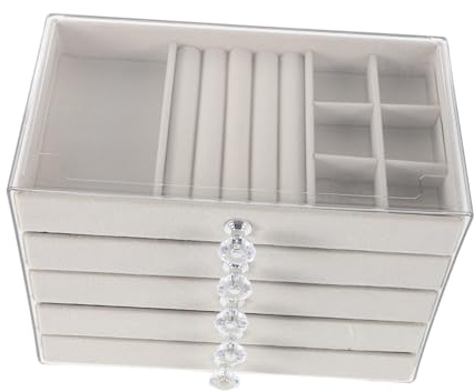 FRCOLOR Scatola Porta Anelli Trasparente Organizer Per Gioielli Multistrato Per Orecchini Collane e Altri Accessori Contenitore Per Gioielli Da Toeletta o Cassettiera