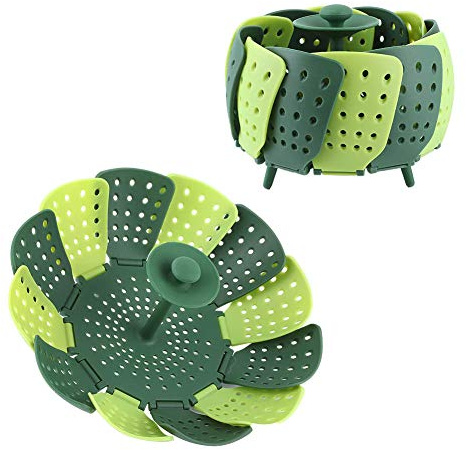 Cesta telescópica para cocinar al vapor, 2 piezas, recipiente plegable para cocinar al vapor verduras, resistente a altas temperaturas, utensilios de cocina para ollas de varios