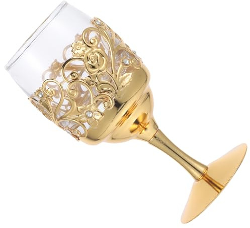 Genérico Copa de Vino Blanco Dorada con Estilo Europeo Vintage Copa de Licor Portátil para Hogar y Bar Diseño Sólido y Cómodo Adorno Funcional de Metal