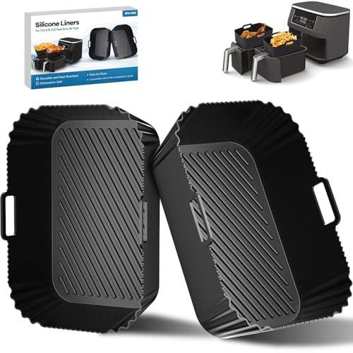 Yikki 2Pack Molde Silicona Freidora de Aire para Ninja AF400UK AF300UK | Air Fryer Accessories para Ninja Foodi Dual AF451UK, Tower T1708, COSORI, Instant, Keplin 7.6L-9.5L