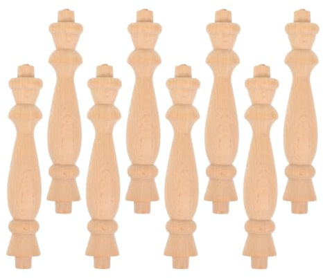 Hemobllo 8pcs Chapiteaux de Poteaux en Bois, Fleuron de Poteau, Bois Kaki, Style Romain Classique, Résistants la Déformation, Installation Facile, pour Tringle à Rideaux et Balustres