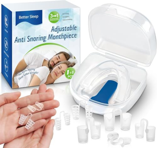 Anti Ronflement et 8 Dilatateur Nasal, Anti Ronflement Efficace Puissant Orthese Dispositifs Anti-ronflement- Confortable Orthèse Mandibulaire pour Réduire Ronflement,Améliorer le sommeil