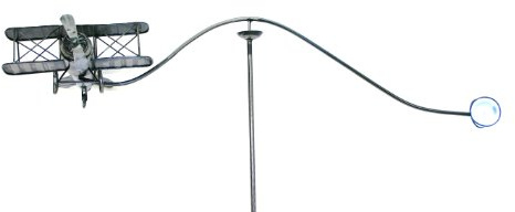 Plane wind spinner garden feature, ornament Metal Measures 140cm H x 64cm