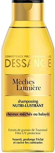 DESSANGE - Shampoing Nutri-Lustrant Mèches Lumière - Formule Enrichie En Extraits De Graines De Tournesol & Filtre UV Protecteur - Nourrit & Ravive L'Éclat - Pour Cheveux Méchés - 250 ml