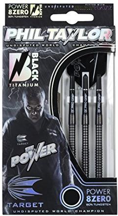 Target Power Phil Taylor 8ZERO Black Titanium Steel Tip Darts (21g) inkl. 1 Satz Empire®™ Flights