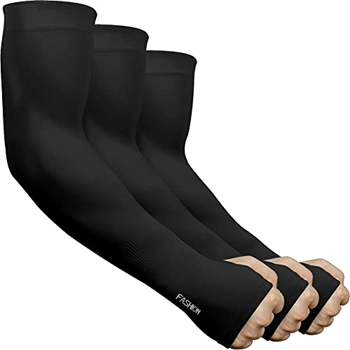 beister Manchon Bras Homme & Femme (3/6), Anti UV Protection UPF 50+ Manche de Bras Avec Trou pour Le Pouce Refroidissement Antidérapants Manchette Gaming, Cooling Sport Compression Arm Sleeves