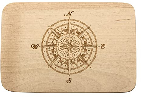 Spruchreif | Frühstücksbrett Kompass graviert – Segeln & Maritime Geschenkidee