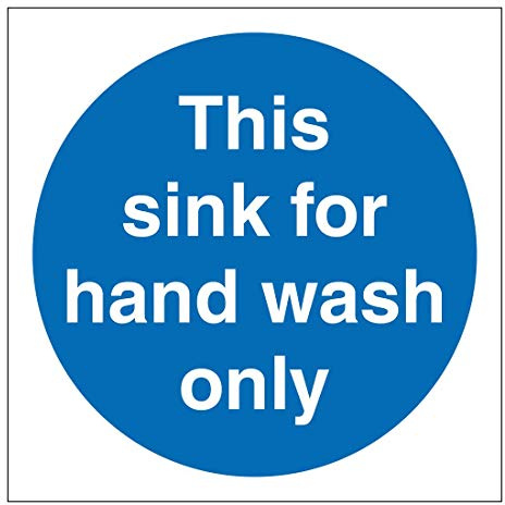 Kitchen hygiene sign This sink for hand wash only Health & Safety sticker 100mm x 100mm self adhesive vinyl For identifying the correct sink to be used (5)
