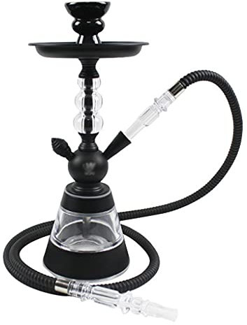 chicha Arabe Tuyau de 14 Narguilé Alliage D'aluminium Ensemble de Kit Combiné, Pipe a Chicha Base en Verre Fumer de L'eau Pipe Bong (Color : Black)