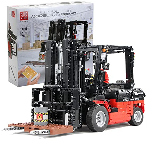 Mould King 13106 Technik Gabelstapler, 1719Teile, 2.4Ghz RC Ferngesteuert mit Power Function, Bausteine Konstruktionsspielzeug Kompatibel Gabelstapler Mk II