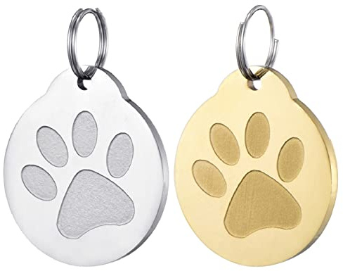 CAMAL 2 Stücke Hundemarke mit Gravur Aus Edelstahl, Anhänger mit Gravur, Plakette für Hunde und Katzen, Haustier Geschenke, Personalisierbar (Gold+Stahlfarbe)