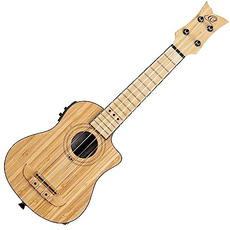 Ortega Guitars Bamboo Series E-Akustik Sporan-Ukulele - Bambus Natur | Nylonsaiten, massive Bambus-Decke & -Korpus Satin-Finish, inkl. Pro-Gigbag, RUNAB-SO