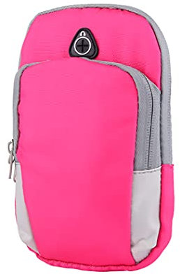 Borsa Sportiva, Tasca da Braccia, Doppia Strati di Tasca per Porta Cellulare, Chiavi, Portafoglio, per Smartphone fino 6,4 Pollici, Adatto per Fitness, Corsa, Jogging, Ciclism (Fucsia)