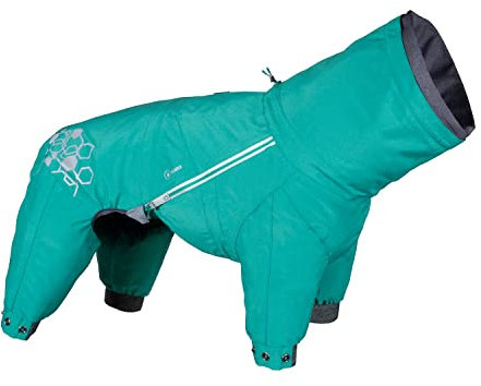 Hurtta Mudventure Overall ECO, Hunderegenmantel, Wasserdicht, Peacock-Türkis, 45M