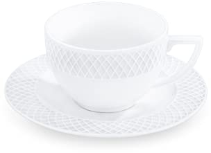 Wilmax - Set di tazze da cappuccino - Tazze con piattini, 6 pezzi - Servizio da caffè e tè - Tazze da caffè - Per il caffè - Per il tè - Per i dessert - Cofanetto regalo - Bianco - 170 ml