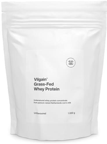 Vilgain® Whey Protein Powder, Grass Fed | 100% Pure Whey Protein Powder | Fast Muscle Recovery and Building | Natural Taste | Premium Quality Powder (1000g, Unflavoured)