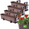 KADAX Jardineras Elegantes con Platos y Soportes para Barandillas de Balcón, Macetas Rectangulares de Plástico, Maceteros Colgantes (4: Marrón, 60 cm)