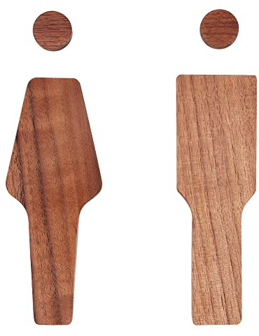 GORGECRAFT Holz Toilettenschild Holz-Toiletten-Identifikationsschild Aufkleber Moderne Blindenschrift Öffentliche Badezimmerschilder Männer Frauen Türbeschilderung Dekor Selbstklebende Rückseite