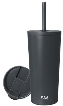 Simple Modern Insulated Tumbler with Lid and Straw | Iced Coffee Cup Reusable Stainless Steel Water Bottle Travel Mug | Gifts for Women Men Her Him | Classic Collection | 20oz | Graphite