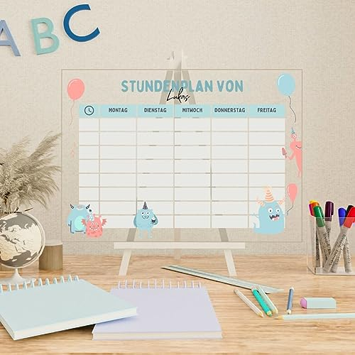 Wunsch Kalender - personalisierter Stundenplan - Kinder Kleine Monster - wiederverwendbarer Kalender aus Acrylglas - Jederzeit abwischbar - Hingucker für jeden Raum