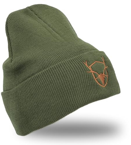 Royal Hunter® – Vintermössa för jägare I högkvalitativ jaktmössa I jägarmössa, oliv för jägare och utomhusentusiaster I jaktmössa unisex med insydd hjort, Grön, 50