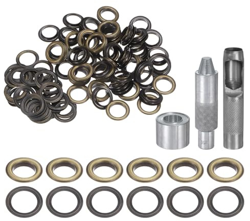 QUARKZMAN Kit de Herramientas de Ojales de Cobre 18 mm Bronce 100 Pcs