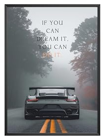 MJ-GRAPHICS® Motivationsbilder Porsche 911 GTS Büro, A3 Motivationsposter Porsche Carrera Auto, Ziele Traum Bild Affirmationen - ohne Rahmen