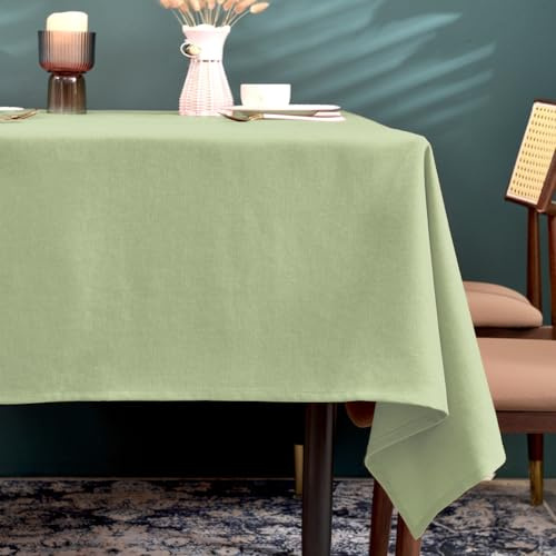 Tischdecke in Salbeigrün 140 x 240 cm, schmutzabweisend, mit Leinenlook | Rechteckig, wasserabweisend，bügelfrei, waschbar, Restaurant, Küche, Party, Dekorativ, Weihnachten, Neujahr, Café, Garten