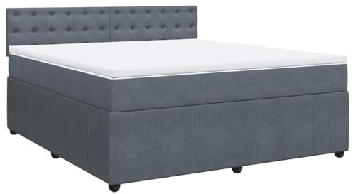 vidaXL Boxspringbett mit Matratze Dunkelgrau 180x200 cm Samt