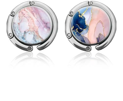 Yeomju Lot de 2 supports de sac à main pour table - Pliable - Design marbre - Antidérapant - Noir et blanc - Pour bureau et restaurant, multicolore, L