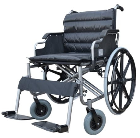 POLIRONESHOP Thira - Silla de ruedas plegable bariátrica robusta autopropulsable para personas obesas mayores XXL