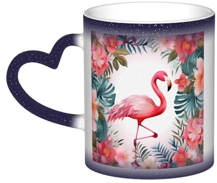 XDCYWBZDBC Kaffeetassen und Tassen mit Flamingo, große Teetassen und heiße Schokolade, heiße Getränke, groß, orientalisch, klassisch, ausgefallene Tassen, das beste Geschenk für Paare, mehrfarbig