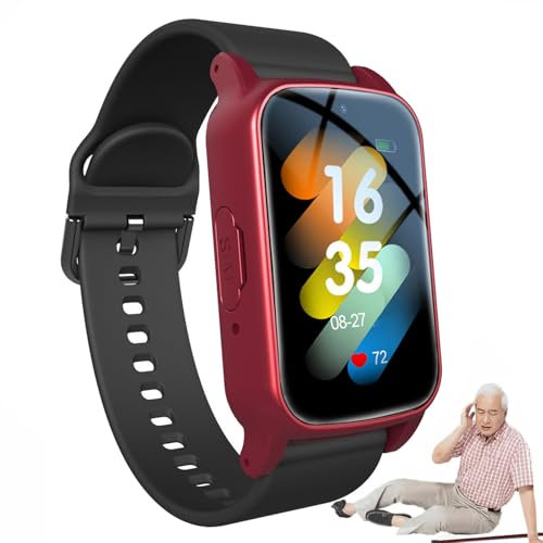 Weyot Reloj Emergencia Ancianos SOS, Reloj Localizador Personas Mayores, Reloj Inteligente con Detector de Caidas, Boton Emergencia Ancianos, Pulsera de Posicionamiento GPS,Red
