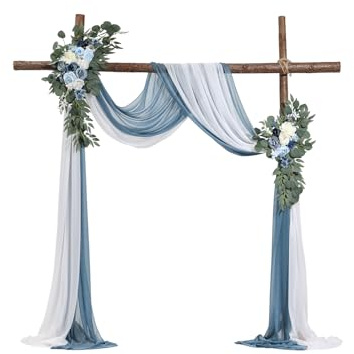 VEVOR Kit de Arco de Flores Artificiales Azules para Bodas, con Cortinas, 2 Piezas de Arreglos Florales, 2 Piezas de Cortinas Transparentes, para Decoración de Ramos de Ceremonia, Recepción y Fondo